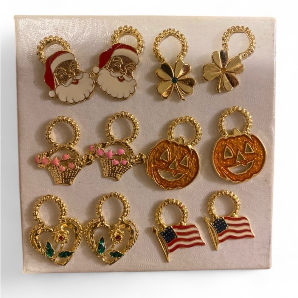 Vintage 90s Christmas earring charms set of 6